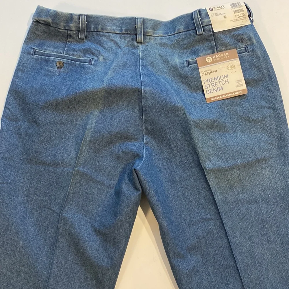 Haggar SZ 36 x 32 Denim Blue Jeans Classic Fit  Stretch Denim New D15 - Picture 2 of 13